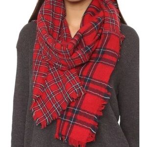 Madewell wool red and navy check scarf